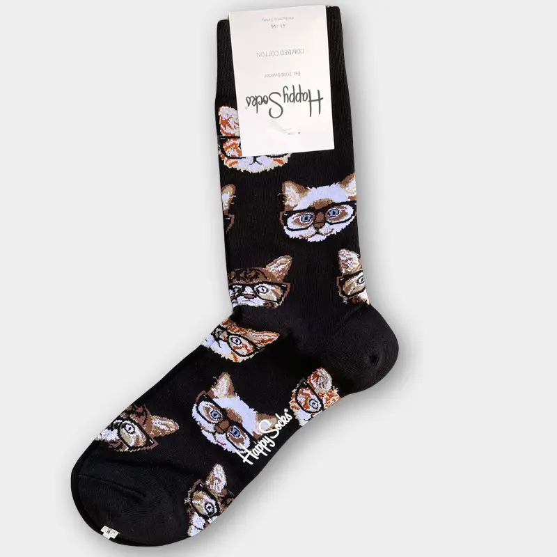 Happysocks Men's Mid-Calf Socks, Combed Cotton, Sweat-Absorbent, Odor-Resistant, Breathable, Swedish Trendy Socks, Colorful Thin Style