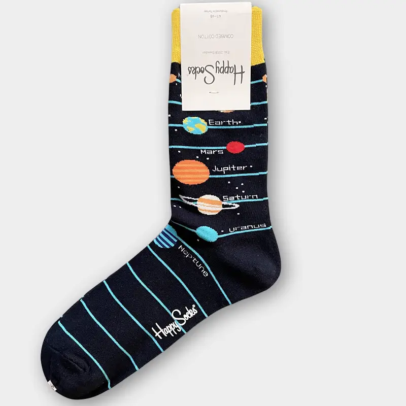 Happysocks Men's Mid-Calf Socks, Combed Cotton, Sweat-Absorbent, Odor-Resistant, Breathable, Swedish Trendy Socks, Colorful Thin Style