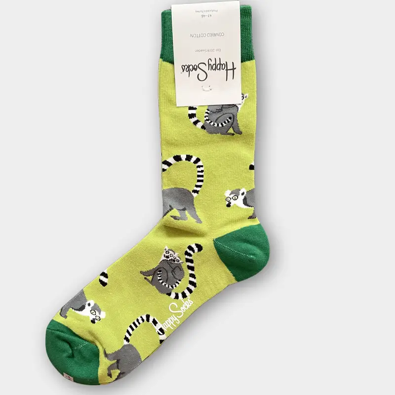 Happysocks Men's Mid-Calf Socks, Combed Cotton, Sweat-Absorbent, Odor-Resistant, Breathable, Swedish Trendy Socks, Colorful Thin Style