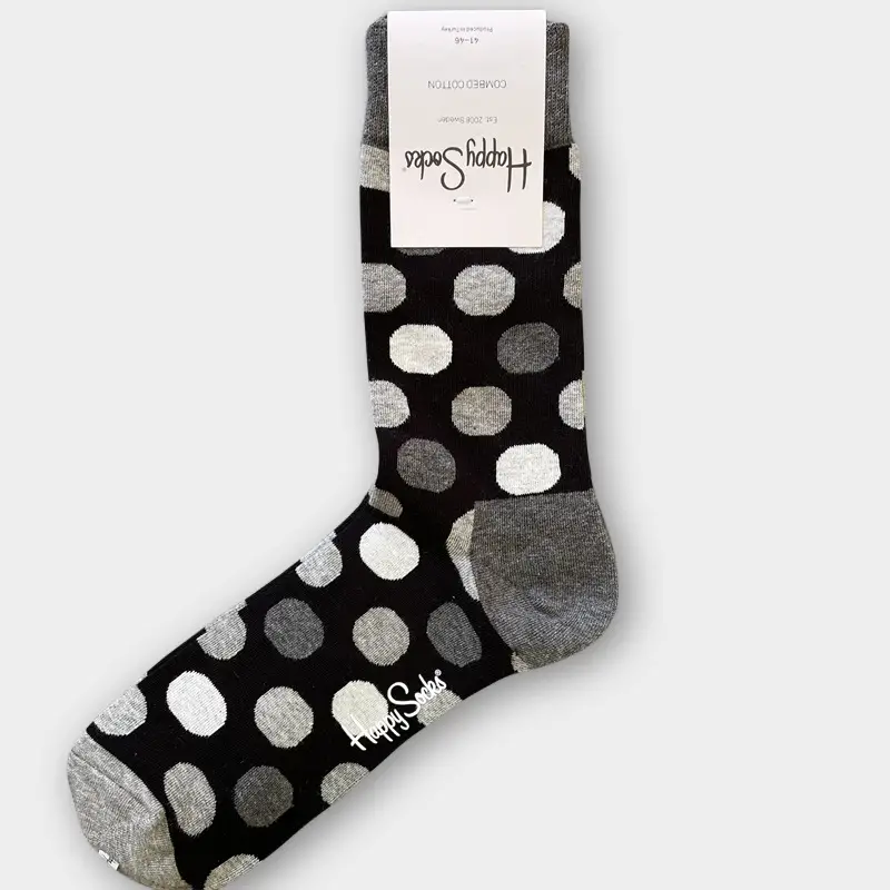 Happysocks Men's Mid-Calf Socks, Combed Cotton, Sweat-Absorbent, Odor-Resistant, Breathable, Swedish Trendy Socks, Colorful Thin Style
