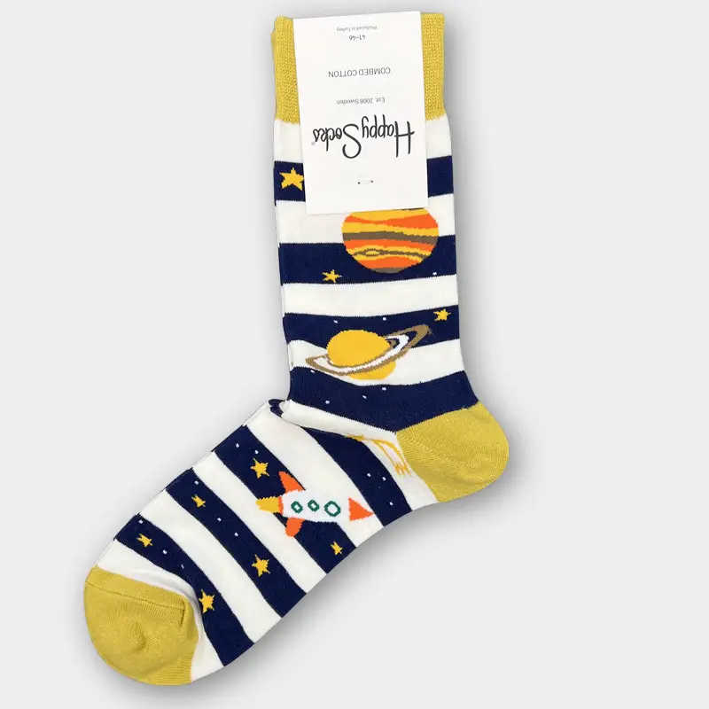 Happysocks Men's Mid-Calf Socks, Combed Cotton, Sweat-Absorbent, Odor-Resistant, Breathable, Swedish Trendy Socks, Colorful Thin Style