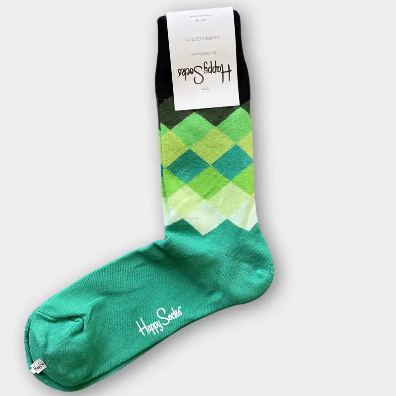 Happysocks Men's Mid-Calf Socks, Combed Cotton, Sweat-Absorbent, Odor-Resistant, Breathable, Swedish Trendy Socks, Colorful Thin Style