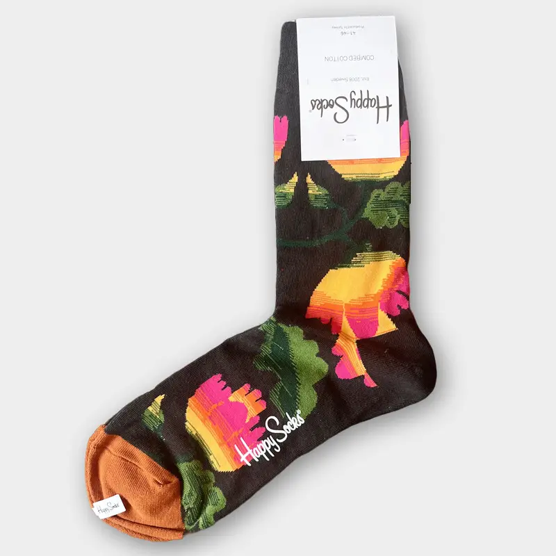 Happysocks Men's Mid-Calf Socks, Combed Cotton, Sweat-Absorbent, Odor-Resistant, Breathable, Swedish Trendy Socks, Colorful Thin Style