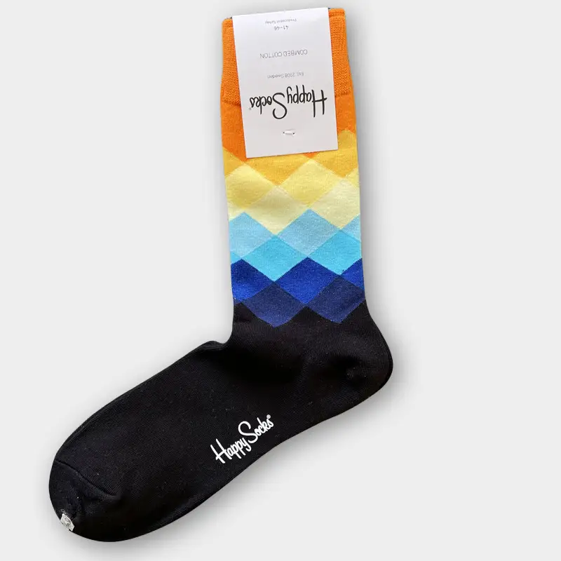 Happysocks Men's Mid-Calf Socks, Combed Cotton, Sweat-Absorbent, Odor-Resistant, Breathable, Swedish Trendy Socks, Colorful Thin Style