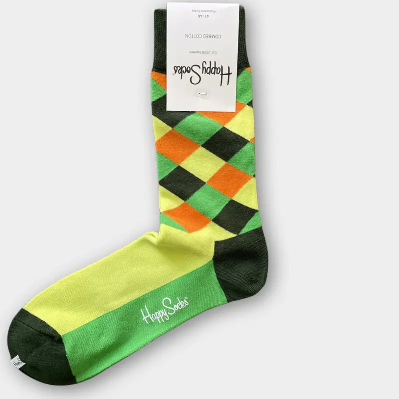 Happysocks Men's Mid-Calf Socks, Combed Cotton, Sweat-Absorbent, Odor-Resistant, Breathable, Swedish Trendy Socks, Colorful Thin Style