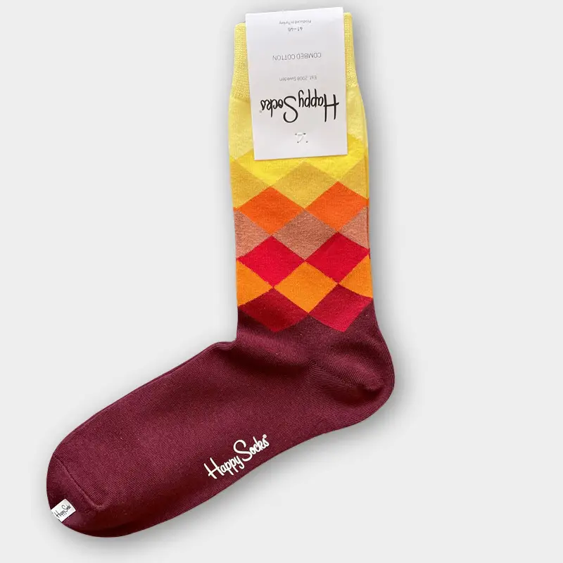 Happysocks Men's Mid-Calf Socks, Combed Cotton, Sweat-Absorbent, Odor-Resistant, Breathable, Swedish Trendy Socks, Colorful Thin Style