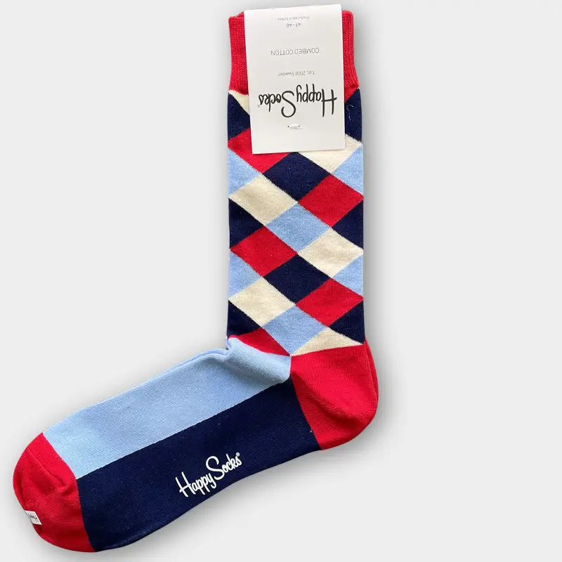 Happysocks Men's Mid-Calf Socks, Combed Cotton, Sweat-Absorbent, Odor-Resistant, Breathable, Swedish Trendy Socks, Colorful Thin Style