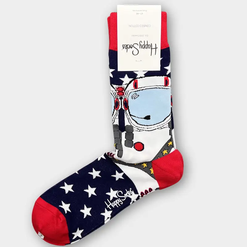 Happysocks Men's Mid-Calf Socks, Combed Cotton, Sweat-Absorbent, Odor-Resistant, Breathable, Swedish Trendy Socks, Colorful Thin Style
