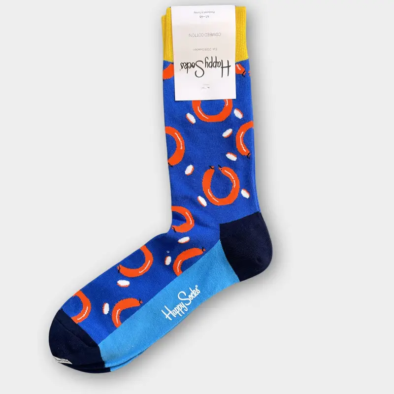 Happysocks Men's Mid-Calf Socks, Combed Cotton, Sweat-Absorbent, Odor-Resistant, Breathable, Swedish Trendy Socks, Colorful Thin Style