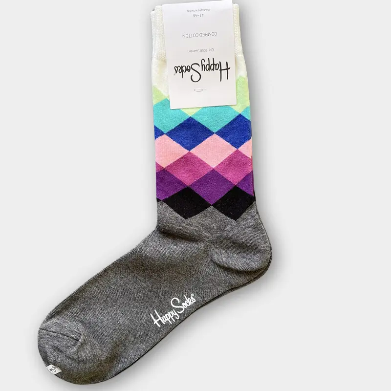 Happysocks Men's Mid-Calf Socks, Combed Cotton, Sweat-Absorbent, Odor-Resistant, Breathable, Swedish Trendy Socks, Colorful Thin Style