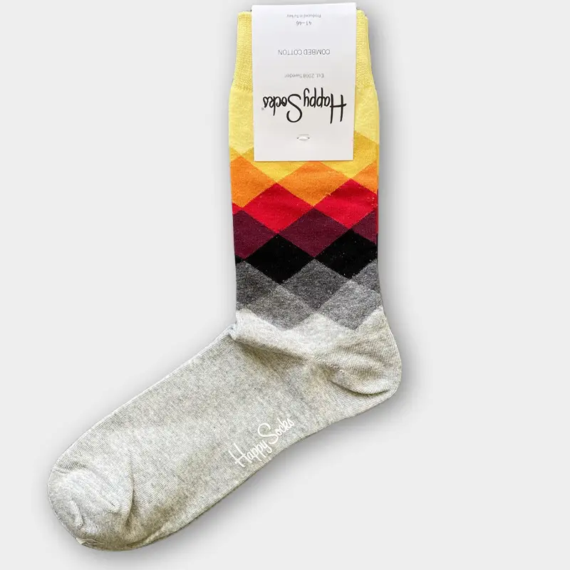 Happysocks Men's Mid-Calf Socks, Combed Cotton, Sweat-Absorbent, Odor-Resistant, Breathable, Swedish Trendy Socks, Colorful Thin Style