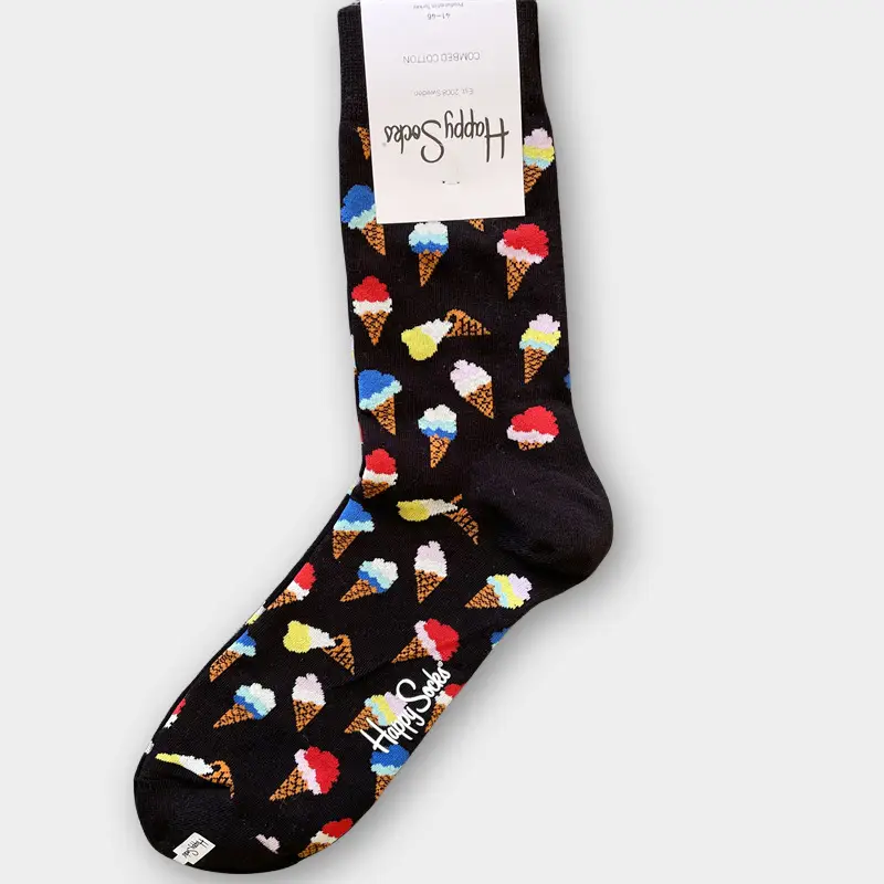 Happysocks Men's Mid-Calf Socks, Combed Cotton, Sweat-Absorbent, Odor-Resistant, Breathable, Swedish Trendy Socks, Colorful Thin Style