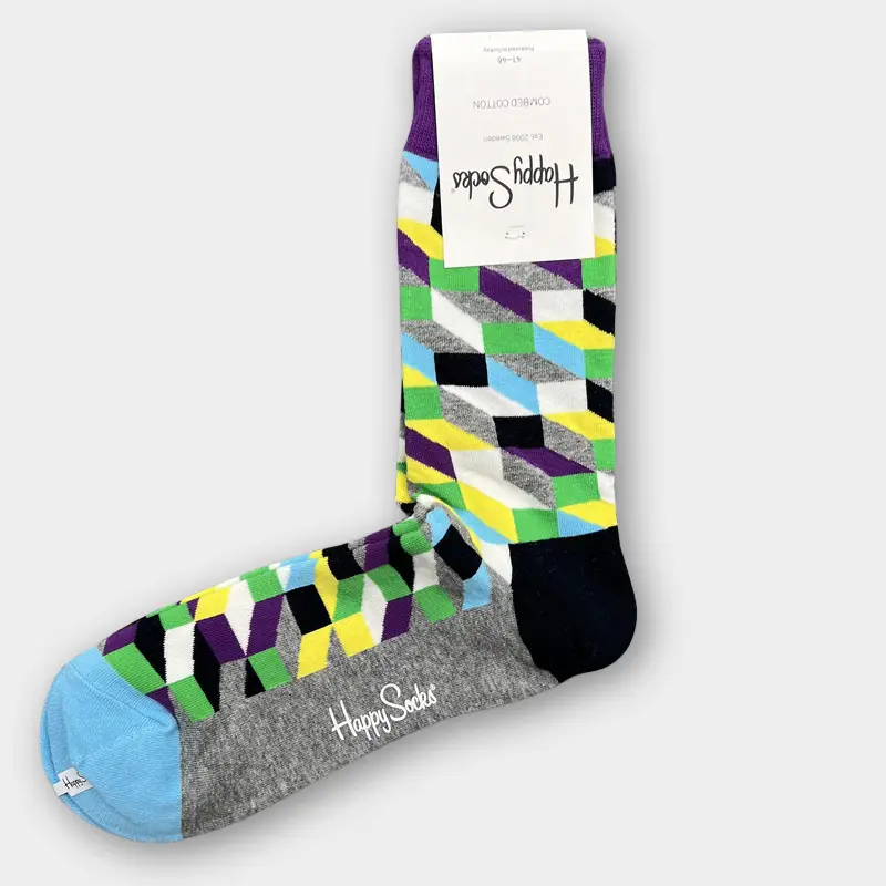 Happysocks Men's Mid-Calf Socks, Combed Cotton, Sweat-Absorbent, Odor-Resistant, Breathable, Swedish Trendy Socks, Colorful Thin Style
