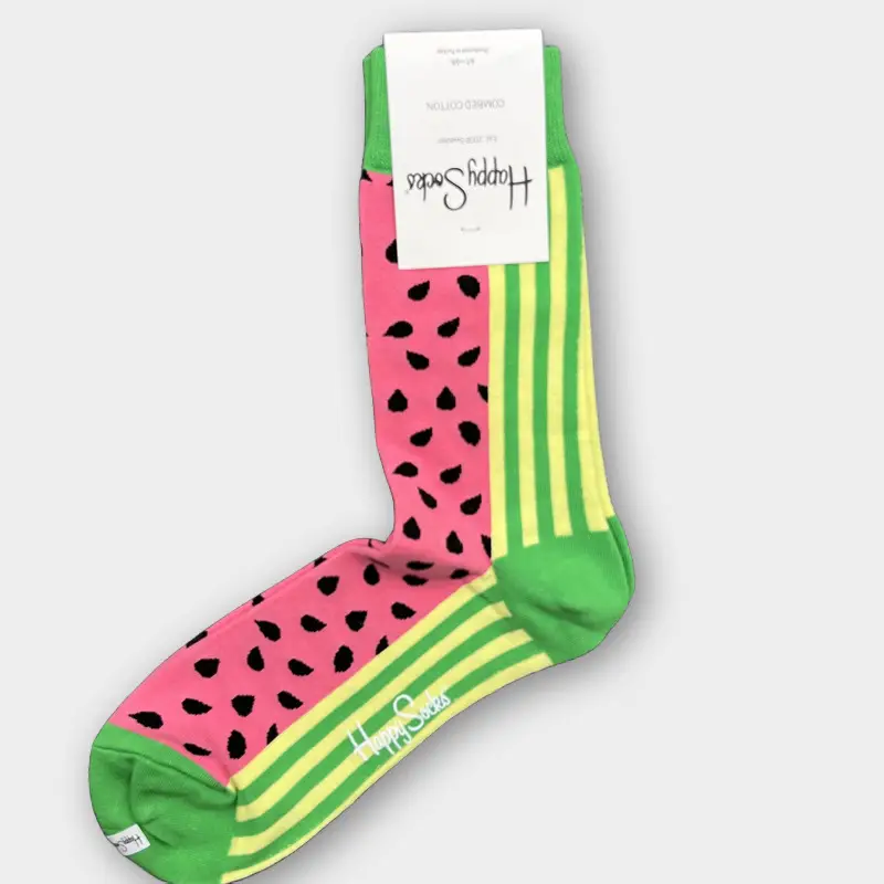 Happysocks Men's Mid-Calf Socks, Combed Cotton, Sweat-Absorbent, Odor-Resistant, Breathable, Swedish Trendy Socks, Colorful Thin Style