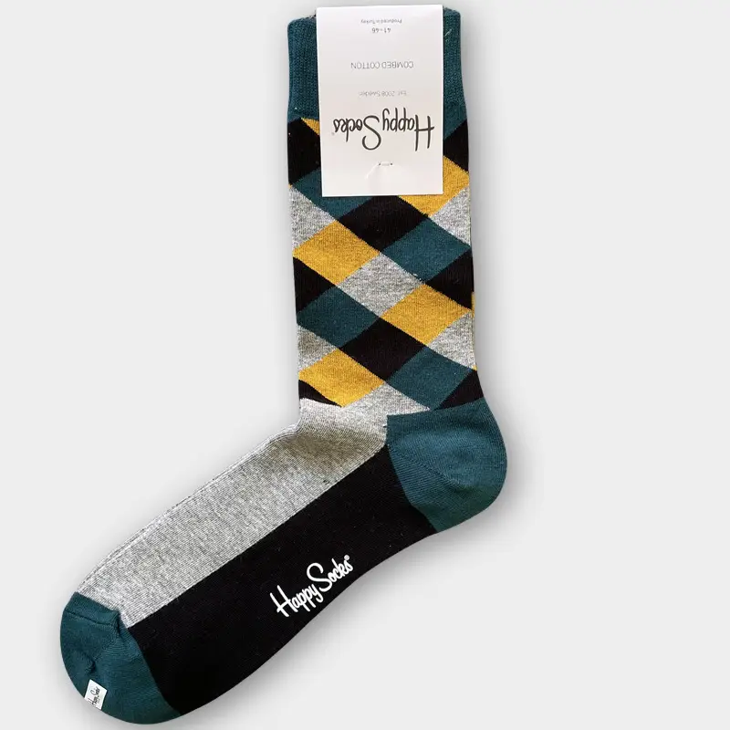 Happysocks Men's Mid-Calf Socks, Combed Cotton, Sweat-Absorbent, Odor-Resistant, Breathable, Swedish Trendy Socks, Colorful Thin Style