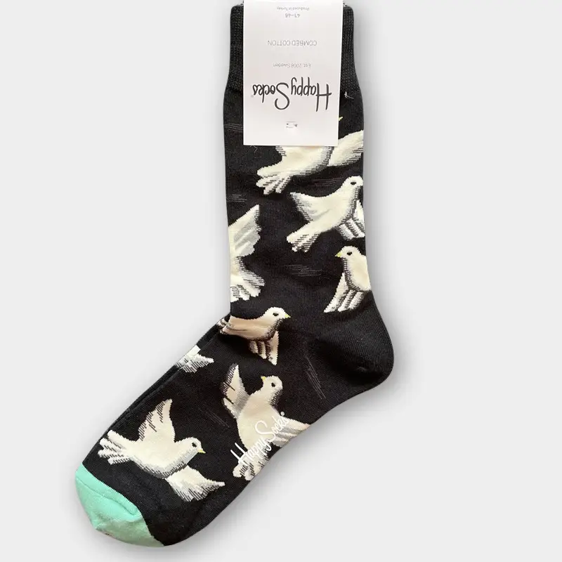 Happysocks Men's Mid-Calf Socks, Combed Cotton, Sweat-Absorbent, Odor-Resistant, Breathable, Swedish Trendy Socks, Colorful Thin Style