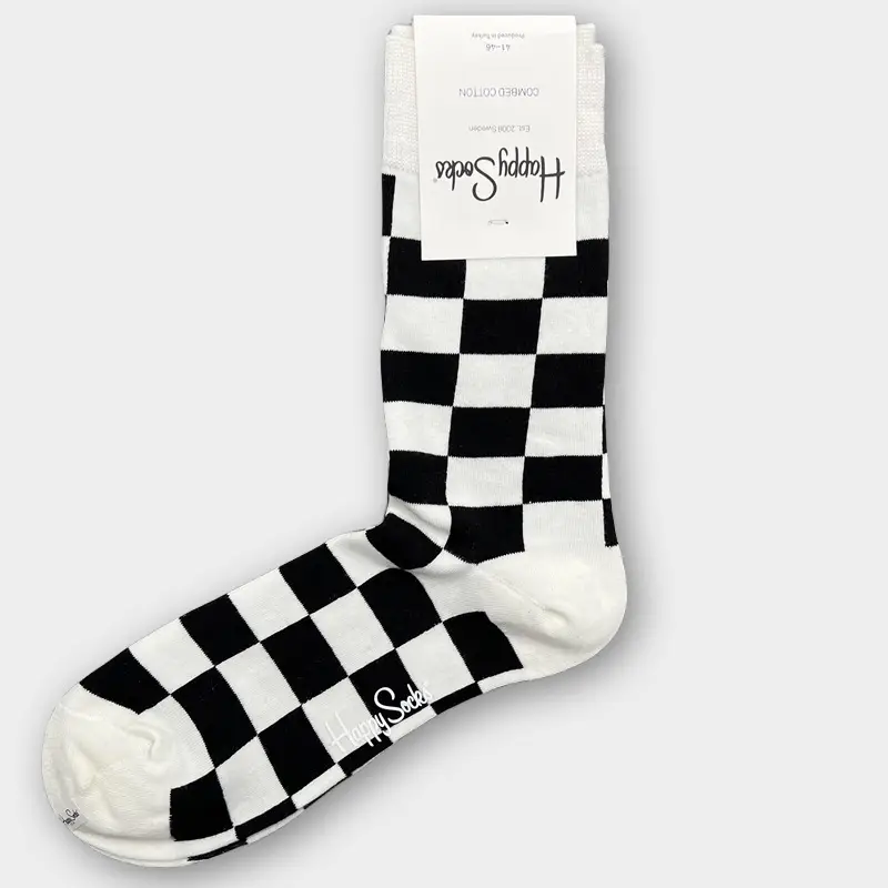 Happysocks Men's Mid-Calf Socks, Combed Cotton, Sweat-Absorbent, Odor-Resistant, Breathable, Swedish Trendy Socks, Colorful Thin Style