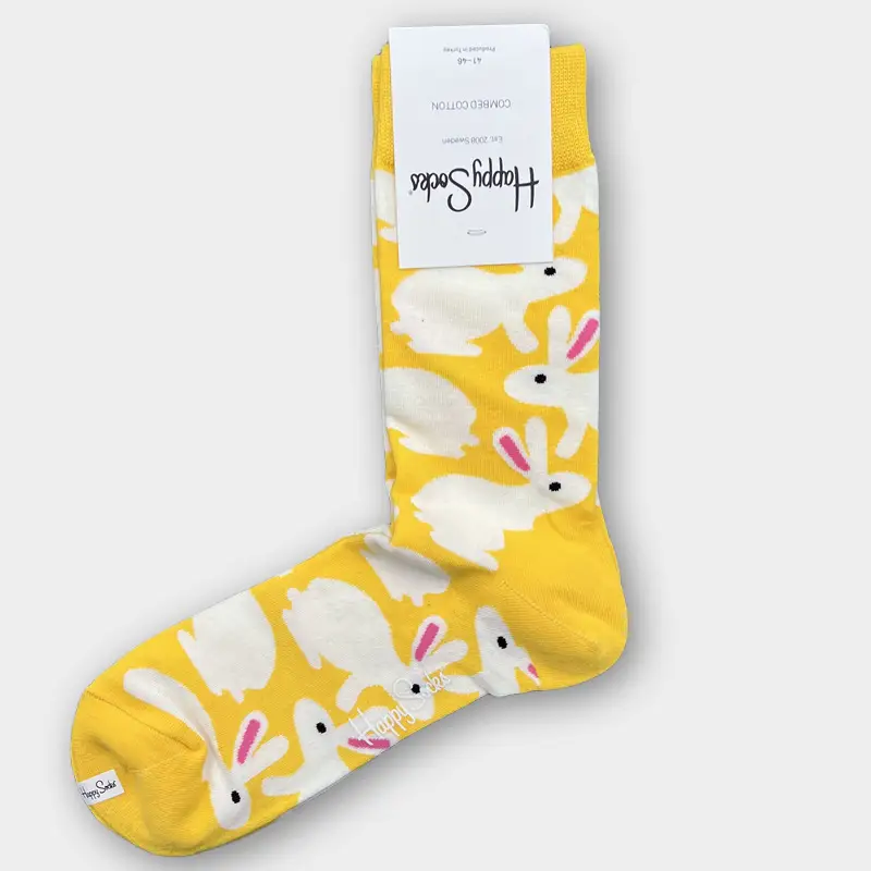 Happysocks Men's Mid-Calf Socks, Combed Cotton, Sweat-Absorbent, Odor-Resistant, Breathable, Swedish Trendy Socks, Colorful Thin Style
