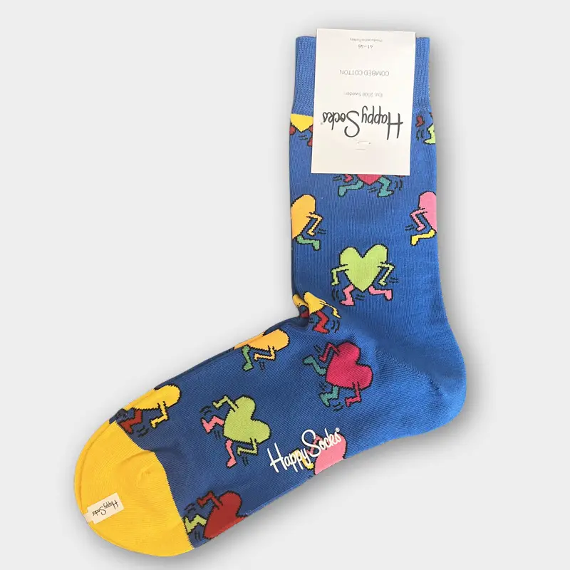 Happysocks Men's Mid-Calf Socks, Combed Cotton, Sweat-Absorbent, Odor-Resistant, Breathable, Swedish Trendy Socks, Colorful Thin Style