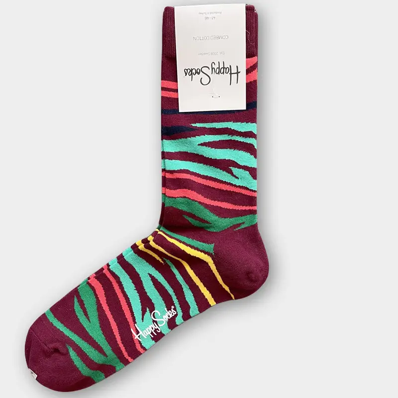 Happysocks Men's Mid-Calf Socks, Combed Cotton, Sweat-Absorbent, Odor-Resistant, Breathable, Swedish Trendy Socks, Colorful Thin Style