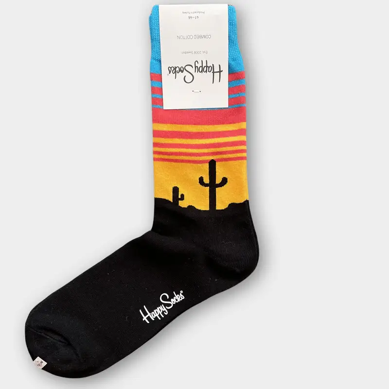Happysocks Men's Mid-Calf Socks, Combed Cotton, Sweat-Absorbent, Odor-Resistant, Breathable, Swedish Trendy Socks, Colorful Thin Style