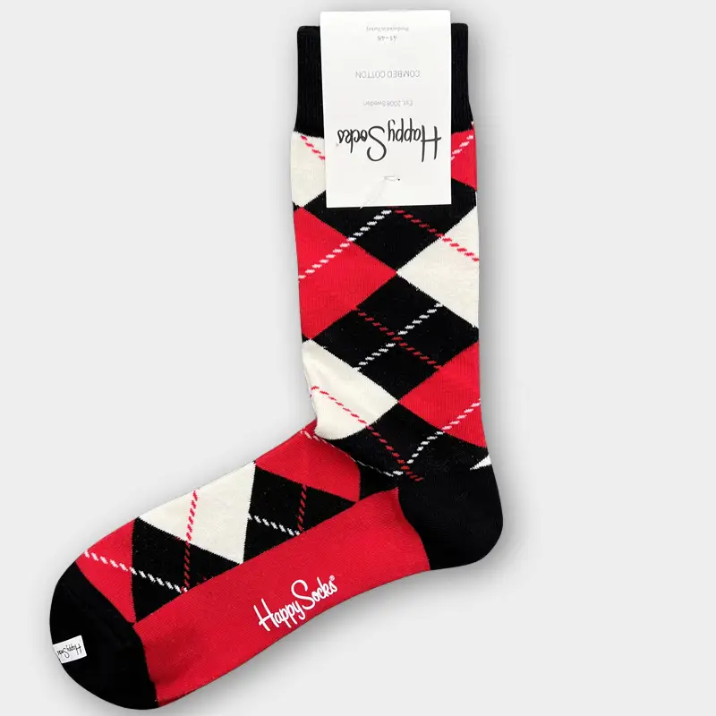 Happysocks Men's Mid-Calf Socks, Combed Cotton, Sweat-Absorbent, Odor-Resistant, Breathable, Swedish Trendy Socks, Colorful Thin Style