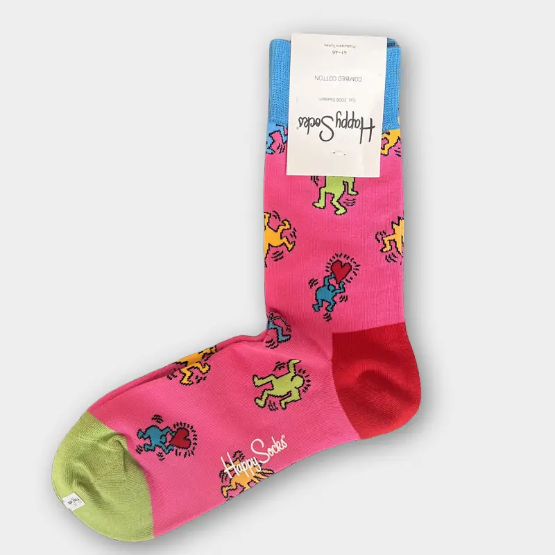 Happysocks Men's Mid-Calf Socks, Combed Cotton, Sweat-Absorbent, Odor-Resistant, Breathable, Swedish Trendy Socks, Colorful Thin Style
