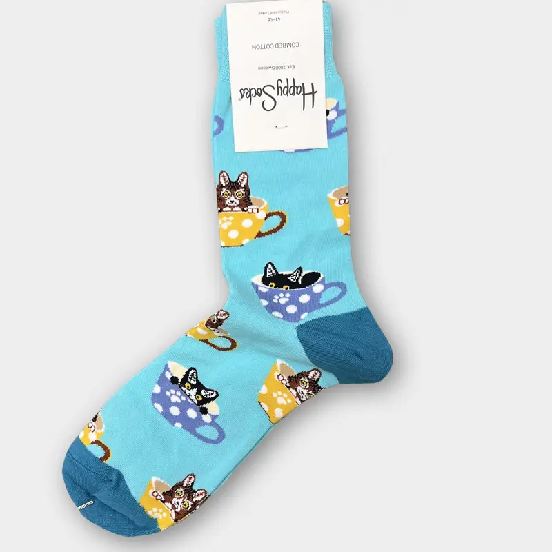 Happysocks Men's Mid-Calf Socks, Combed Cotton, Sweat-Absorbent, Odor-Resistant, Breathable, Swedish Trendy Socks, Colorful Thin Style
