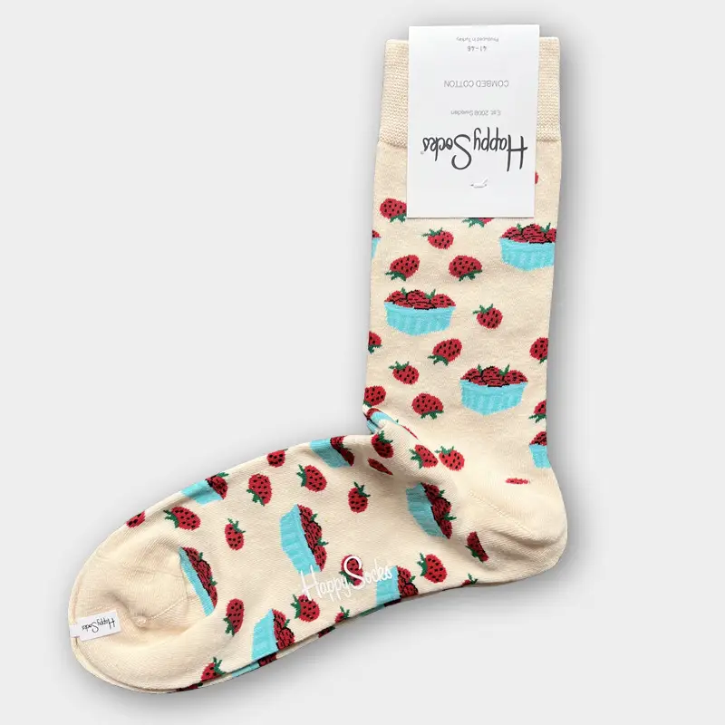 Happysocks Men's Mid-Calf Socks, Combed Cotton, Sweat-Absorbent, Odor-Resistant, Breathable, Swedish Trendy Socks, Colorful Thin Style