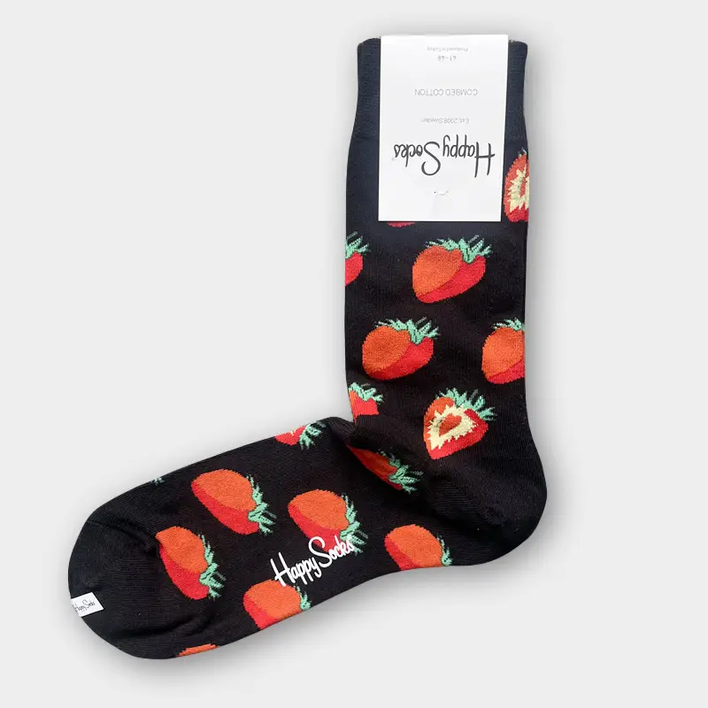 Happysocks Men's Mid-Calf Socks, Combed Cotton, Sweat-Absorbent, Odor-Resistant, Breathable, Swedish Trendy Socks, Colorful Thin Style