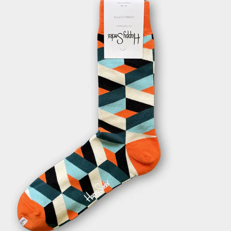 Happysocks Men's Mid-Calf Socks, Combed Cotton, Sweat-Absorbent, Odor-Resistant, Breathable, Swedish Trendy Socks, Colorful Thin Style