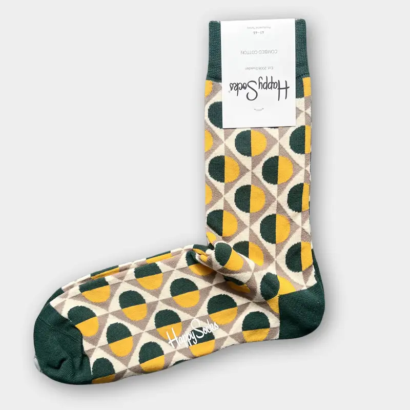 Happysocks Men's Mid-Calf Socks, Combed Cotton, Sweat-Absorbent, Odor-Resistant, Breathable, Swedish Trendy Socks, Colorful Thin Style