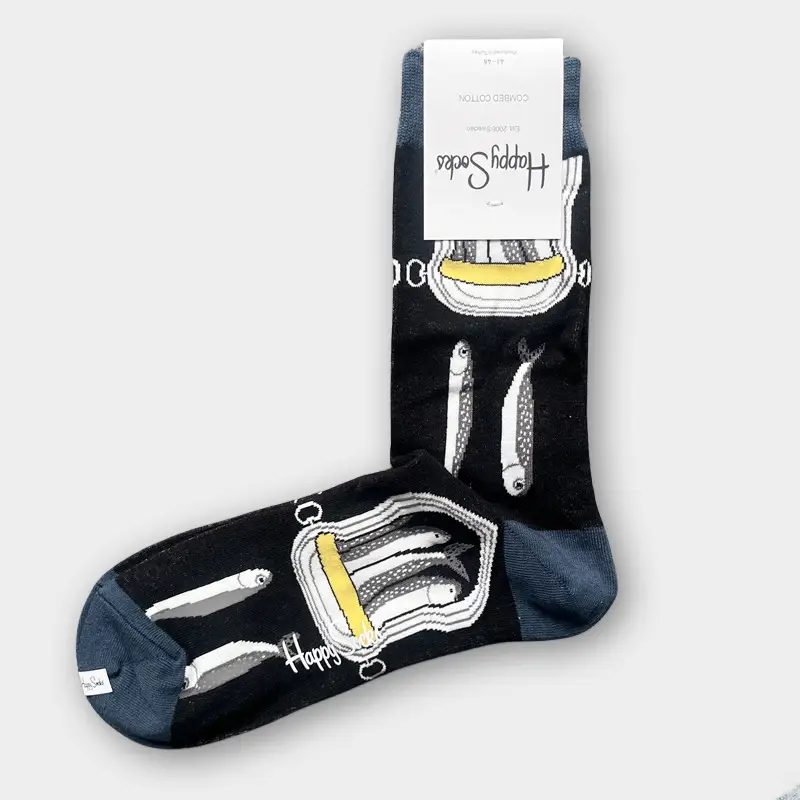 Happysocks Men's Mid-Calf Socks, Combed Cotton, Sweat-Absorbent, Odor-Resistant, Breathable, Swedish Trendy Socks, Colorful Thin Style