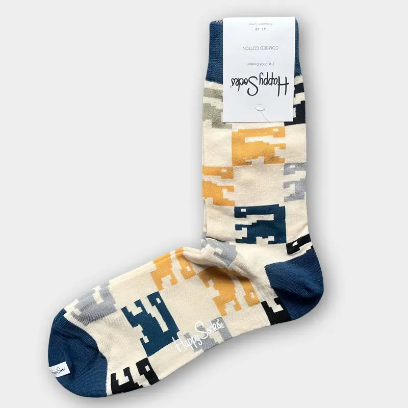 Happysocks Men's Mid-Calf Socks, Combed Cotton, Sweat-Absorbent, Odor-Resistant, Breathable, Swedish Trendy Socks, Colorful Thin Style