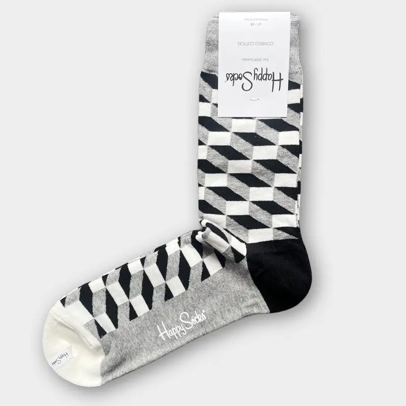 Happysocks Men's Mid-Calf Socks, Combed Cotton, Sweat-Absorbent, Odor-Resistant, Breathable, Swedish Trendy Socks, Colorful Thin Style
