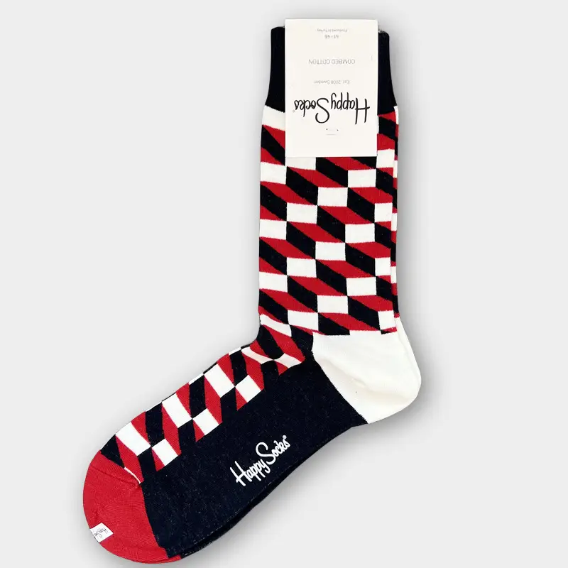Happysocks Men's Mid-Calf Socks, Combed Cotton, Sweat-Absorbent, Odor-Resistant, Breathable, Swedish Trendy Socks, Colorful Thin Style