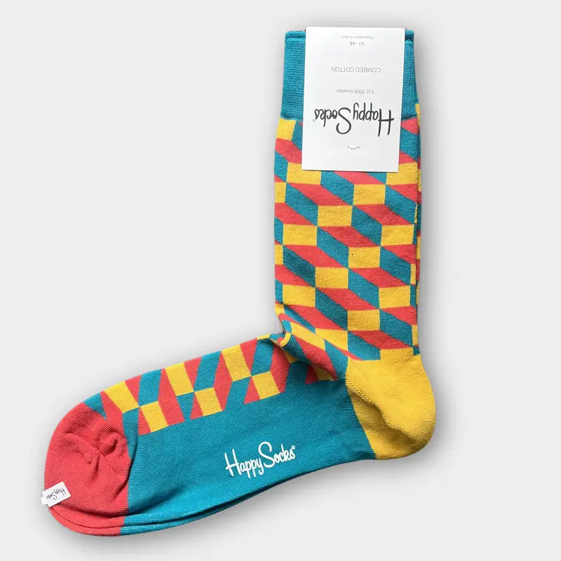 Happysocks Men's Mid-Calf Socks, Combed Cotton, Sweat-Absorbent, Odor-Resistant, Breathable, Swedish Trendy Socks, Colorful Thin Style