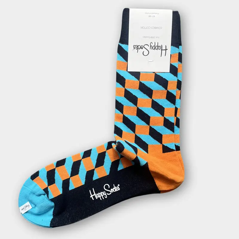 Happysocks Men's Mid-Calf Socks, Combed Cotton, Sweat-Absorbent, Odor-Resistant, Breathable, Swedish Trendy Socks, Colorful Thin Style