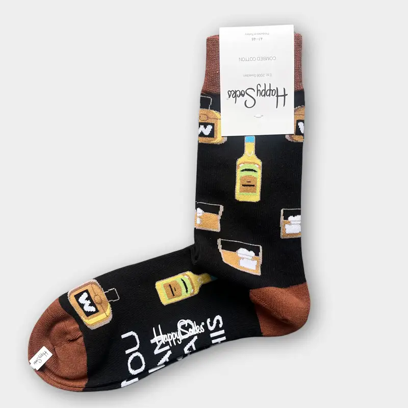 Happysocks Men's Mid-Calf Socks, Combed Cotton, Sweat-Absorbent, Odor-Resistant, Breathable, Swedish Trendy Socks, Colorful Thin Style