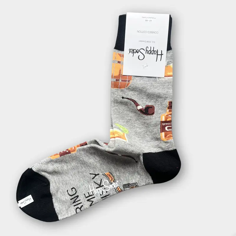 Happysocks Men's Mid-Calf Socks, Combed Cotton, Sweat-Absorbent, Odor-Resistant, Breathable, Swedish Trendy Socks, Colorful Thin Style