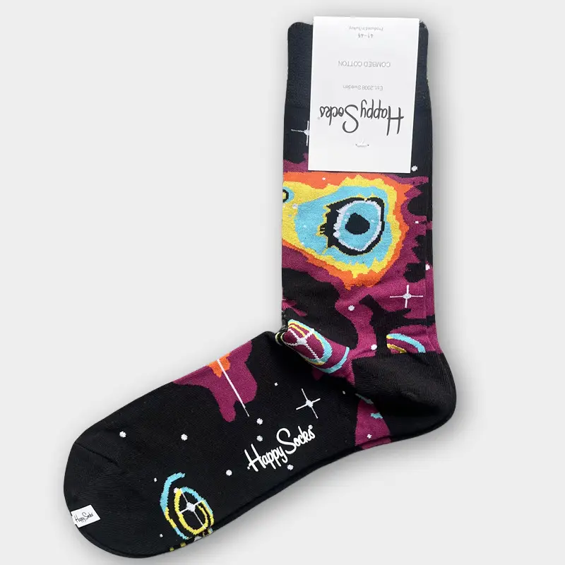 Happysocks Men's Mid-Calf Socks, Combed Cotton, Sweat-Absorbent, Odor-Resistant, Breathable, Swedish Trendy Socks, Colorful Thin Style