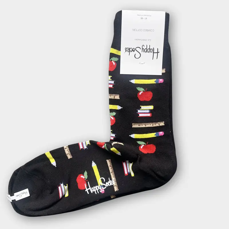 Happysocks Men's Mid-Calf Socks, Combed Cotton, Sweat-Absorbent, Odor-Resistant, Breathable, Swedish Trendy Socks, Colorful Thin Style