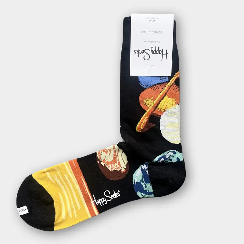Happysocks Men's Mid-Calf Socks, Combed Cotton, Sweat-Absorbent, Odor-Resistant, Breathable, Swedish Trendy Socks, Colorful Thin Style