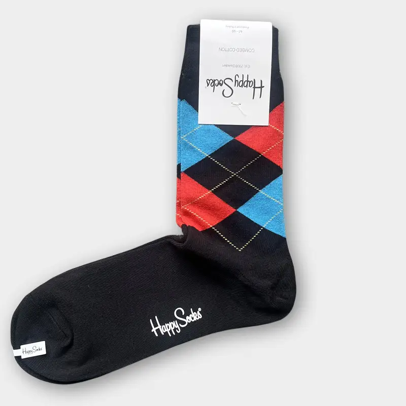 Happysocks Men's Mid-Calf Socks, Combed Cotton, Sweat-Absorbent, Odor-Resistant, Breathable, Swedish Trendy Socks, Colorful Thin Style