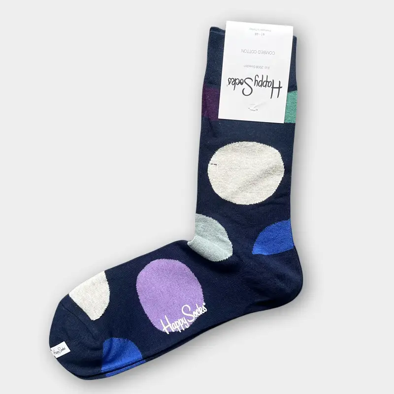 Happysocks Men's Mid-Calf Socks, Combed Cotton, Sweat-Absorbent, Odor-Resistant, Breathable, Swedish Trendy Socks, Colorful Thin Style