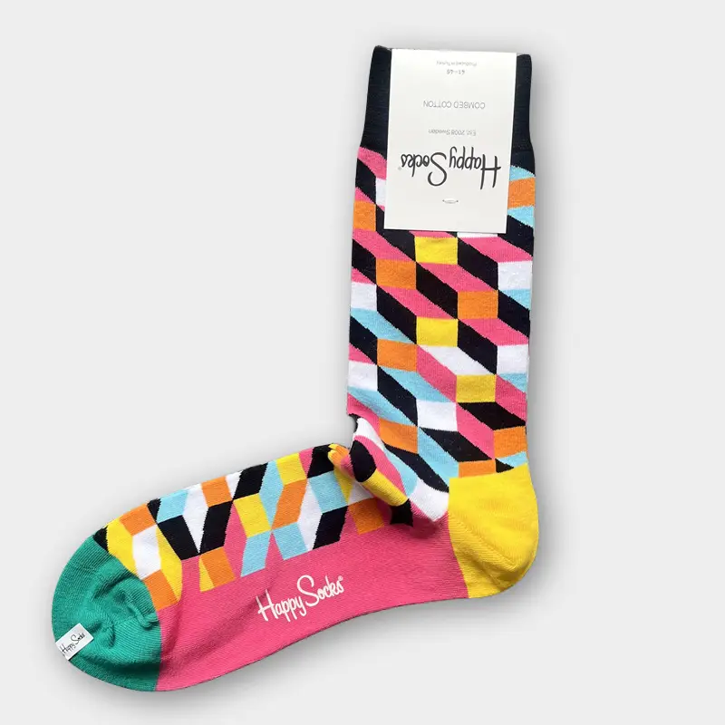 Happysocks Men's Mid-Calf Socks, Combed Cotton, Sweat-Absorbent, Odor-Resistant, Breathable, Swedish Trendy Socks, Colorful Thin Style