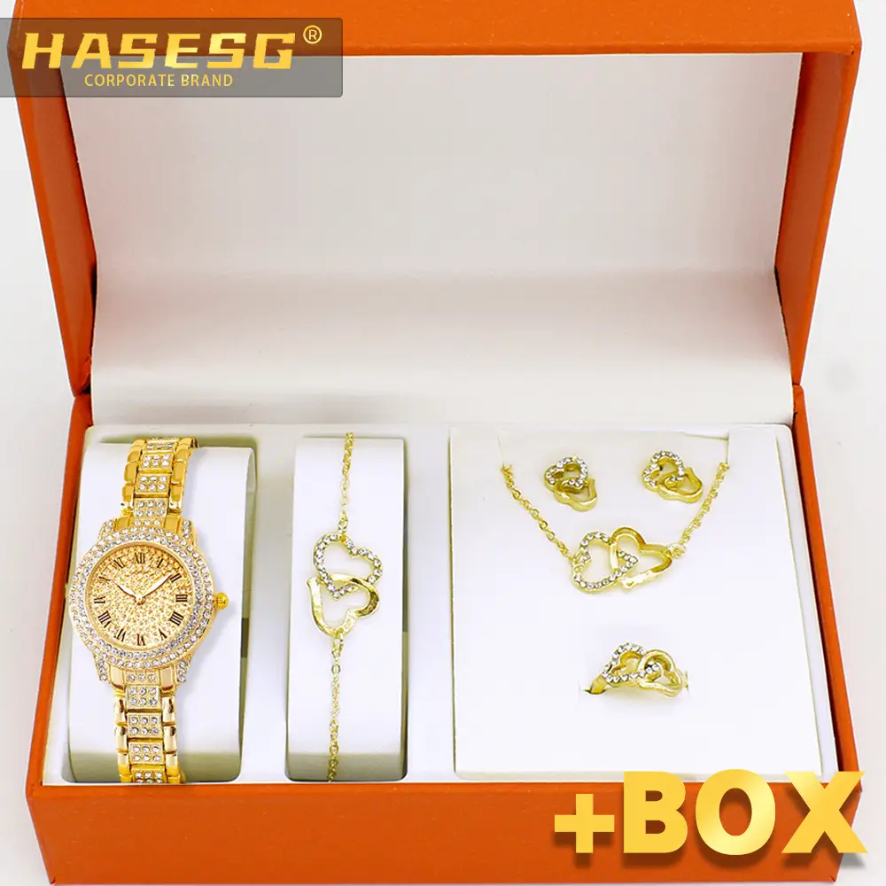 5-Piece Watch & Accessories Set for Women Gold Plated - Image 17