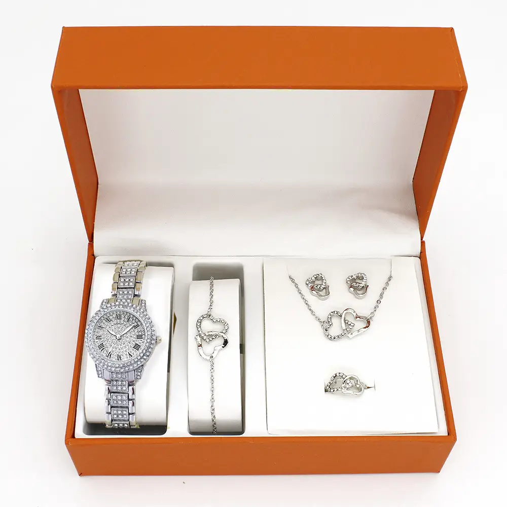 5-Piece Watch & Accessories Set for Women Gold Plated - Image 2