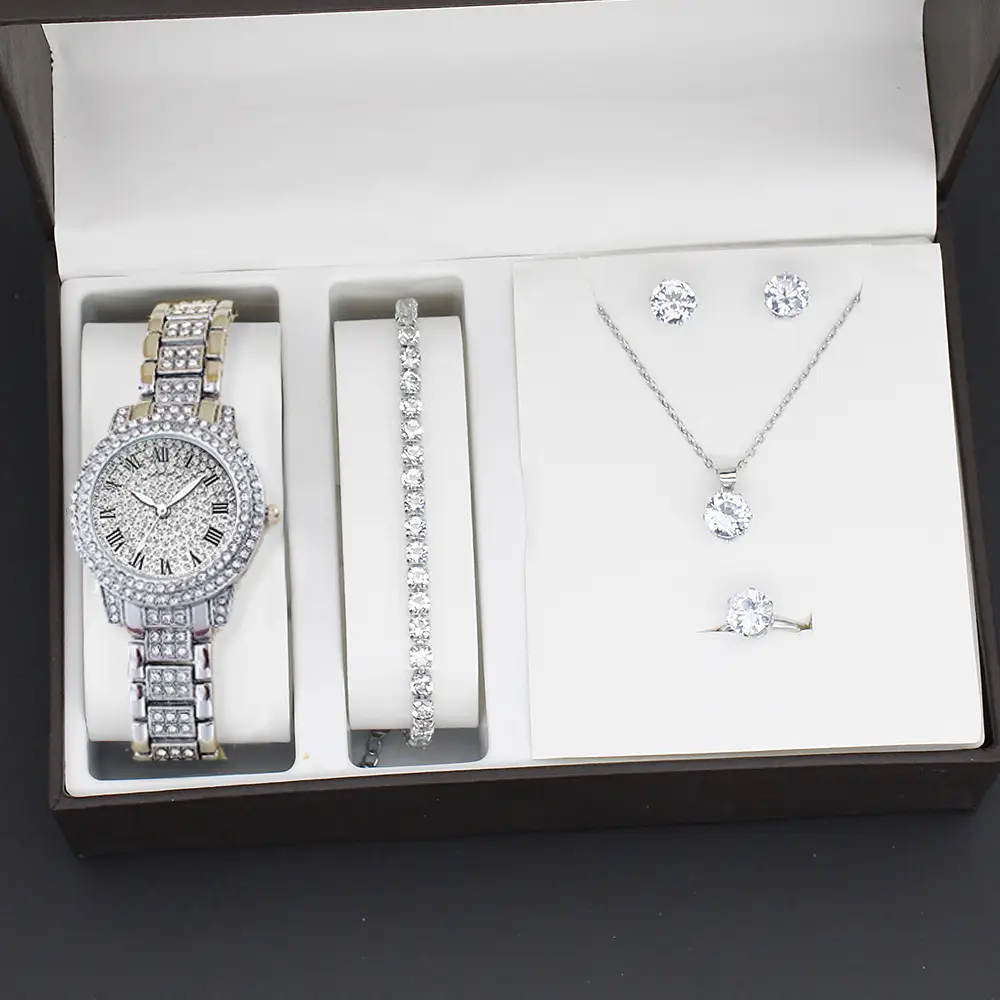 5-Piece Watch & Accessories Set for Women Gold Plated - Image 6