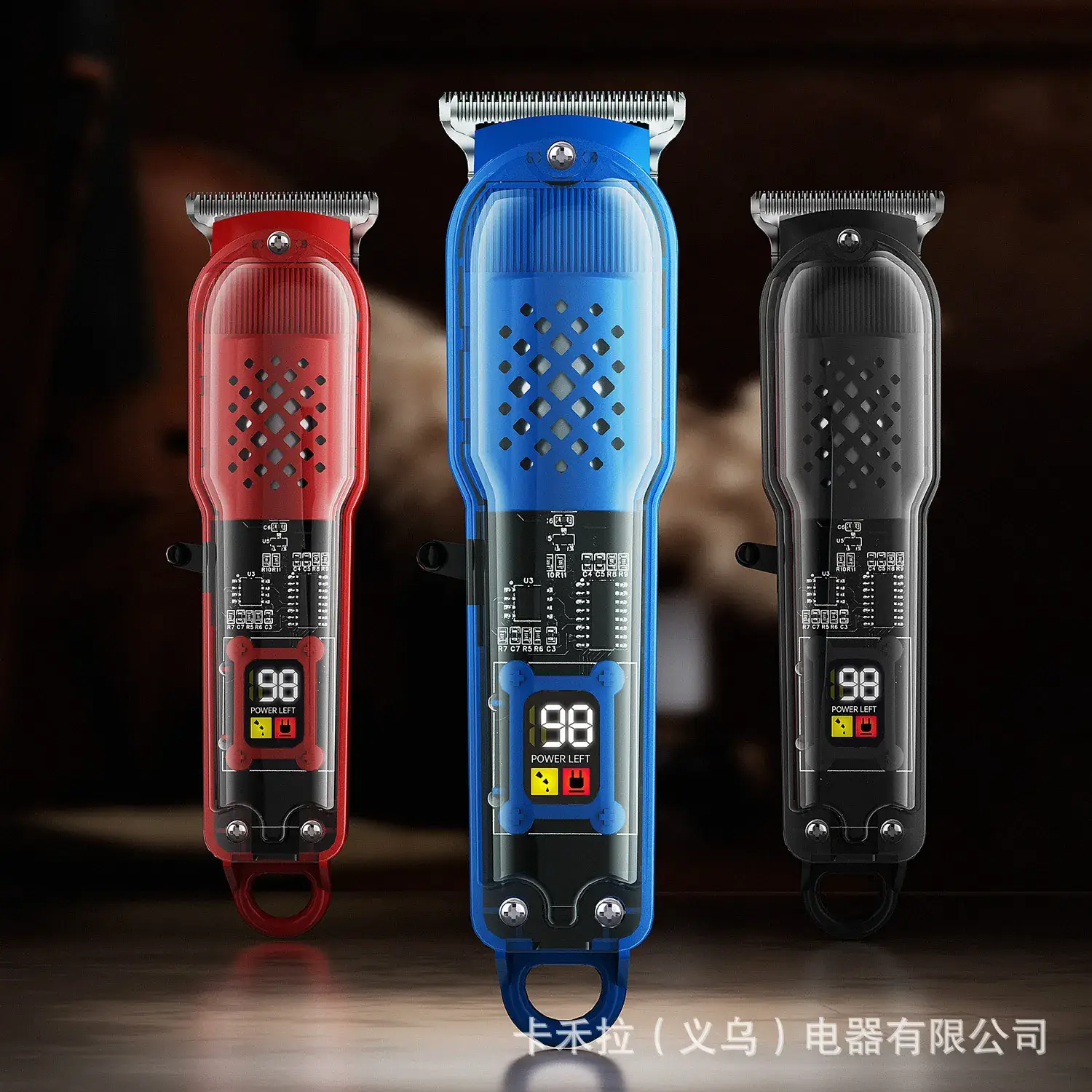 Transparent Hair Clipper Electric Salon Shaver Black Red Blue - Image 11